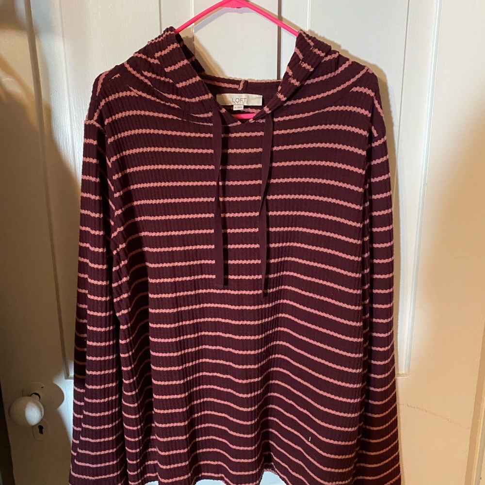 LOFT Striped Waffle hoodie- size XL